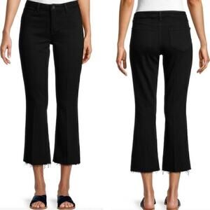 L'agence Elysee Low Rise Flare Black Denim Crop Jeans Size 27